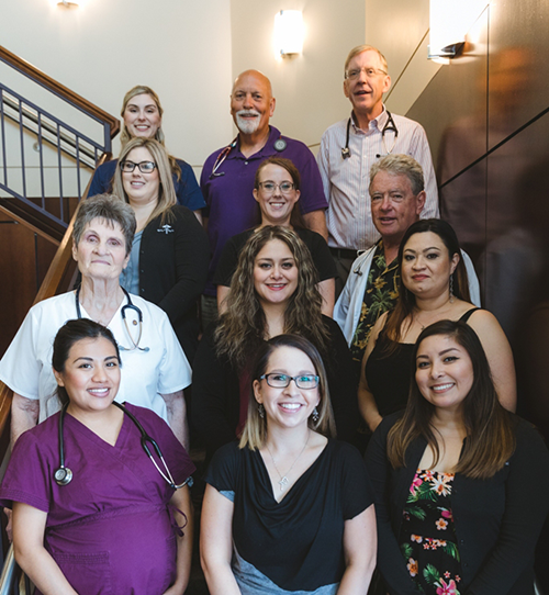 The Good Shepherd Medical Group is excited to welcome the enthusiastic Gifford Medical Center team as they pose at the Columbia Medical Plaza in Hermiston where the Gifford Medical Center is located.